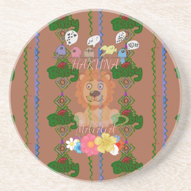 Cute funny Baby Lion King Hakuna Matata latest edg Coaster (Front)