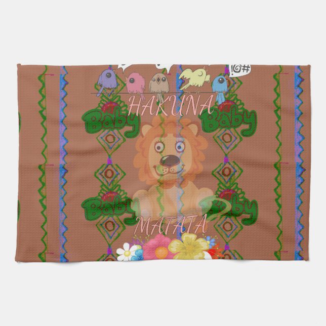 Cute funny Baby Lion King Hakuna Matata latest edg Tea Towel (Horizontal)
