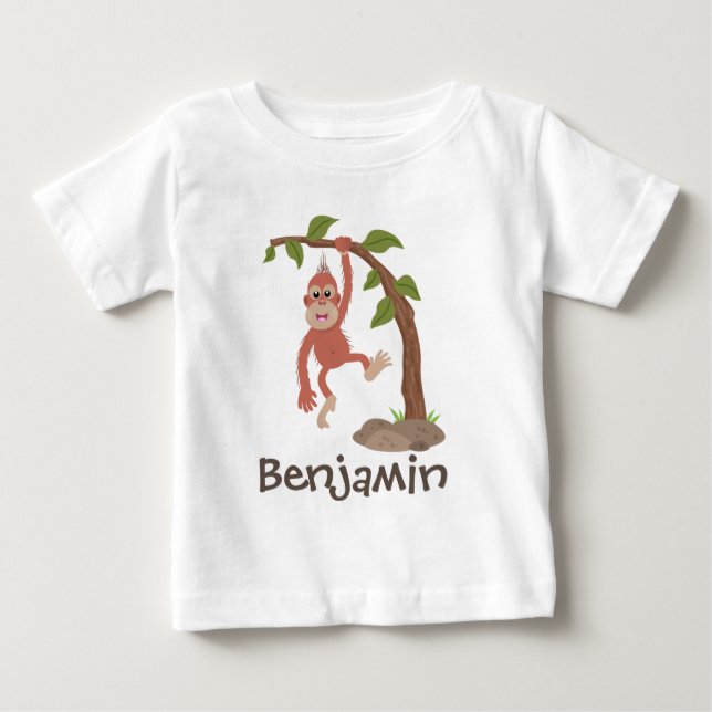 Cute funny baby orangutan cartoon illustration T-Shirt (Front)