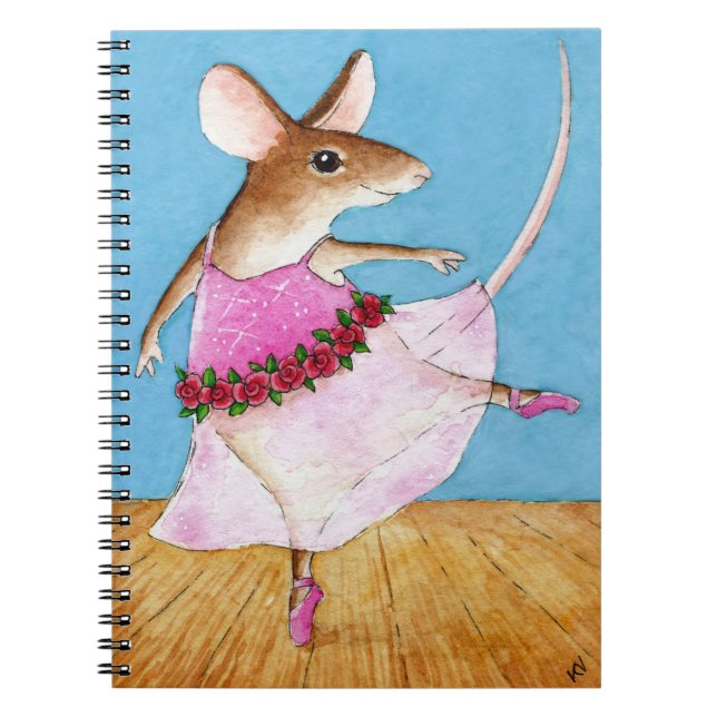 Cute funny ballerina mouse Notebook (Front)