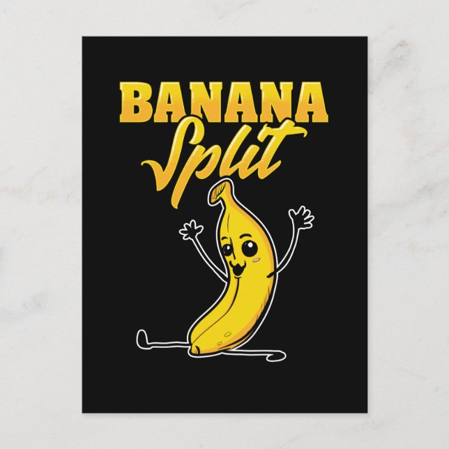 Cute & Funny Banana Split Gymnastics Postcard (Front)