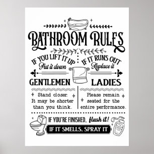 Cute Funny Bathroom Rules  Poster