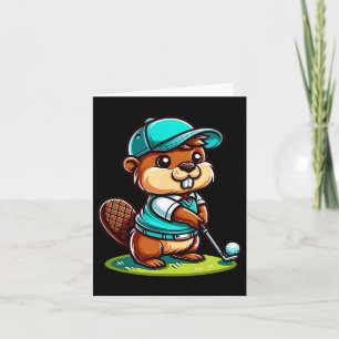 Cute Funny Beaver Golf Golfer Sports Ball Swing  Card
