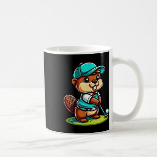 Cute Funny Beaver Golf Golfer Sports Ball Swing Coffee Mug