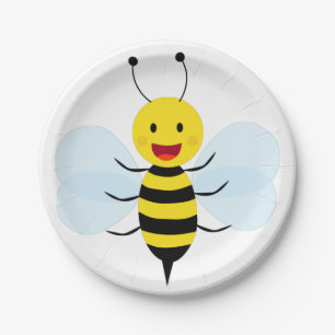 Cute funny bee paper plate