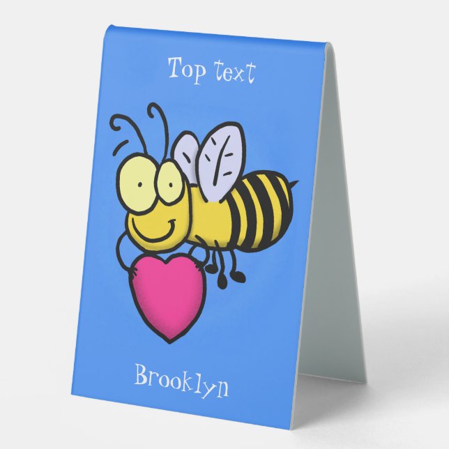 Cute funny bee with heart cartoon illustration (Front)