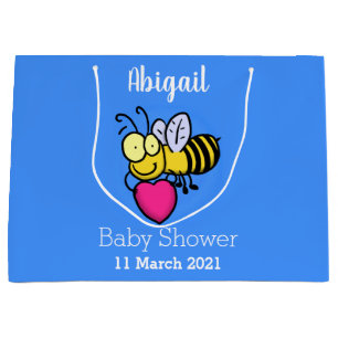 Cute funny bee with heart cartoon illustration large gift bag