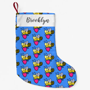 Cute funny bee with heart cartoon illustration small christmas stocking