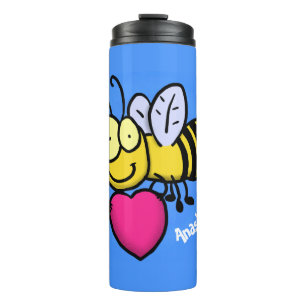 Cute funny bee with heart cartoon illustration thermal tumbler