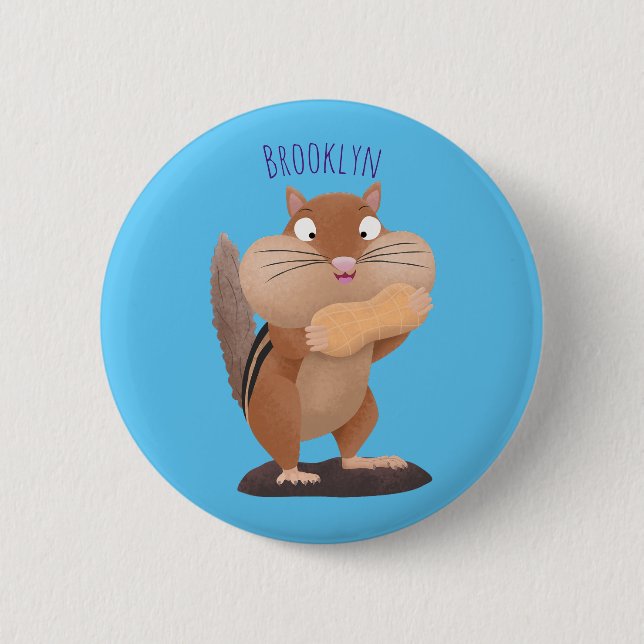 Cute funny big cheeks chipmunk cartoon 6 cm round badge (Front)