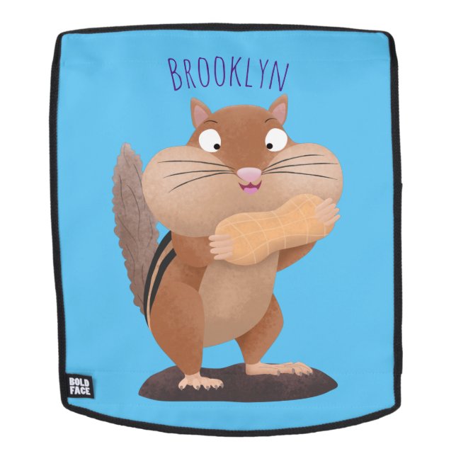 Cute funny big cheeks chipmunk cartoon backpack (Removable Face)