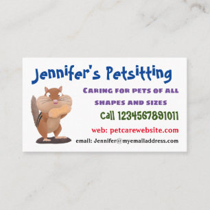 Cute funny big cheeks chipmunk cartoon business card