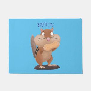 Cute funny big cheeks chipmunk cartoon doormat
