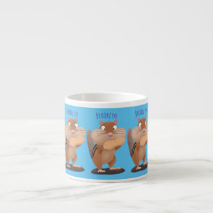 Cute funny big cheeks chipmunk cartoon  espresso cup