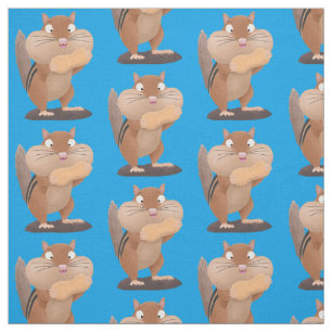 Cute funny big cheeks chipmunk cartoon fabric