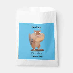 Cute funny big cheeks chipmunk cartoon favour bag
