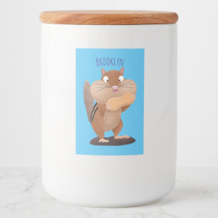 Cute funny big cheeks chipmunk cartoon food label