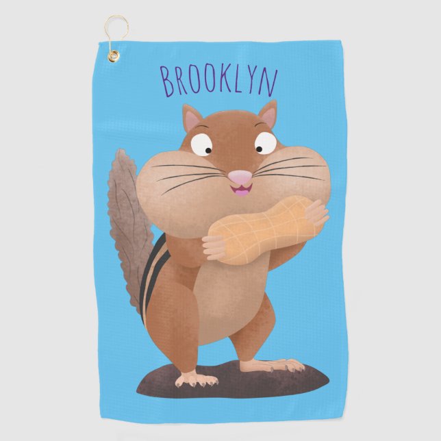 Cute funny big cheeks chipmunk cartoon golf towel (Front)