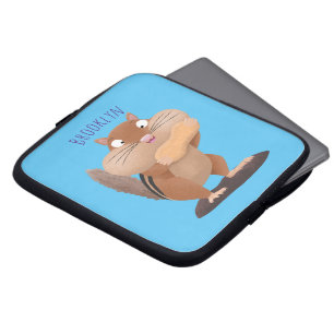 Cute funny big cheeks chipmunk cartoon laptop sleeve
