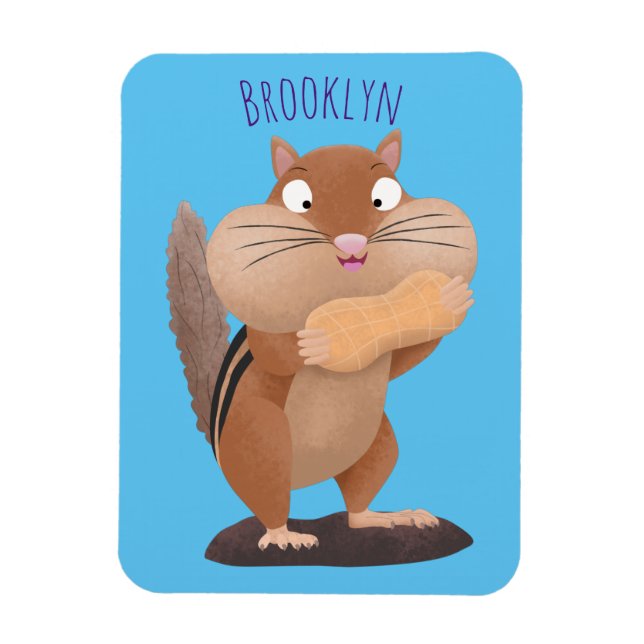 Cute funny big cheeks chipmunk cartoon magnet (Vertical)