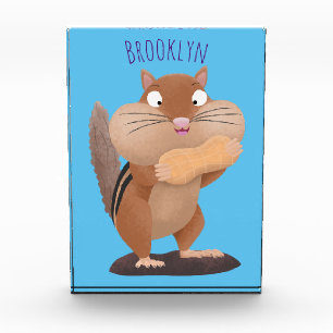 Cute funny big cheeks chipmunk cartoon photo block