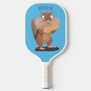 Cute funny big cheeks chipmunk cartoon pickleball paddle