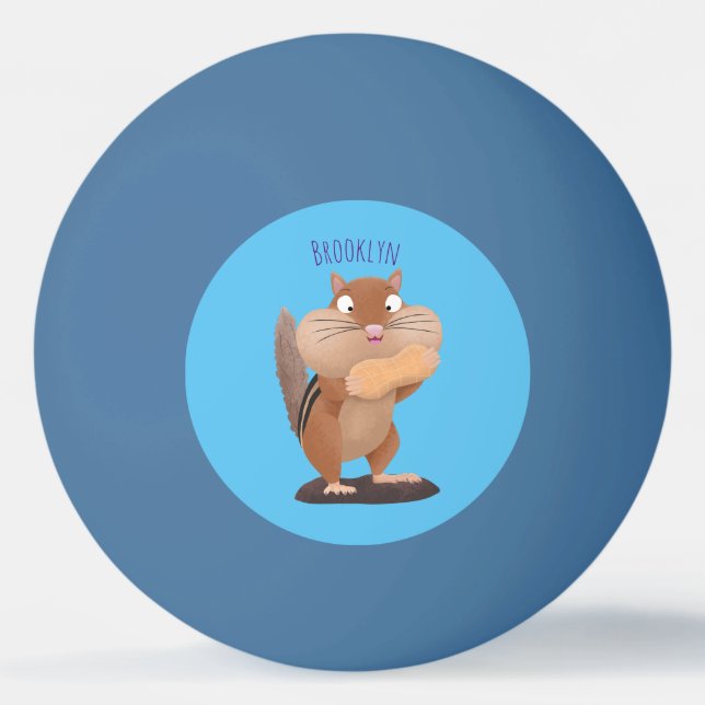 Cute funny big cheeks chipmunk cartoon ping pong ball (Front)
