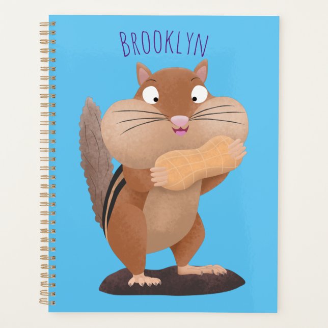 Cute funny big cheeks chipmunk cartoon  planner (Front)