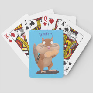 Cute funny big cheeks chipmunk cartoon playing cards