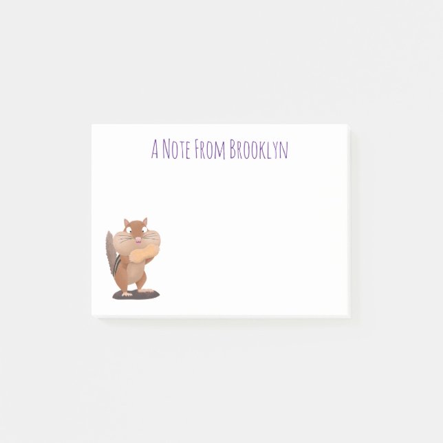 Cute funny big cheeks chipmunk cartoon post-it notes (Front)