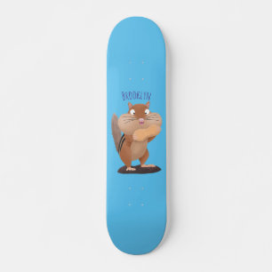 Cute funny big cheeks chipmunk cartoon  skateboard