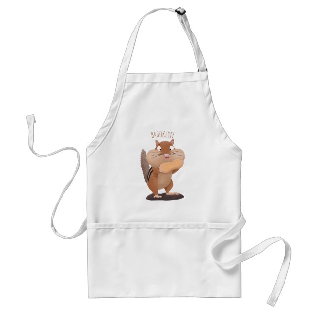 Cute funny big cheeks chipmunk cartoon standard apron (Front)