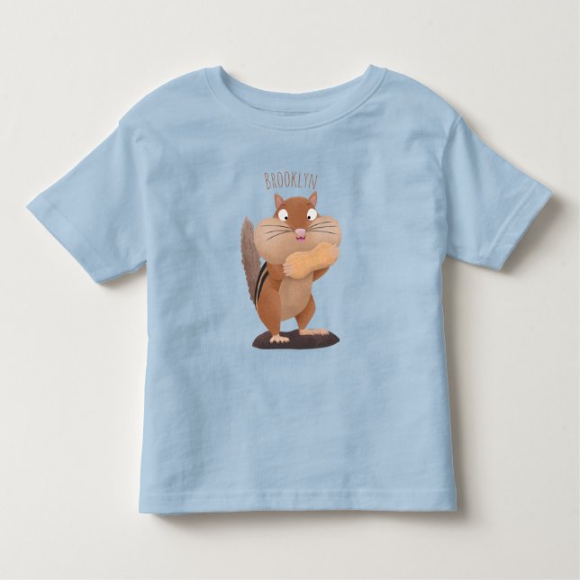 Cute funny big cheeks chipmunk cartoon  toddler T-Shirt (Front)