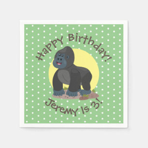 Cute funny big gorilla cartoon illustration napkin