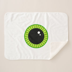 Cute Funny Big Green Eyeball Sherpa Blanket