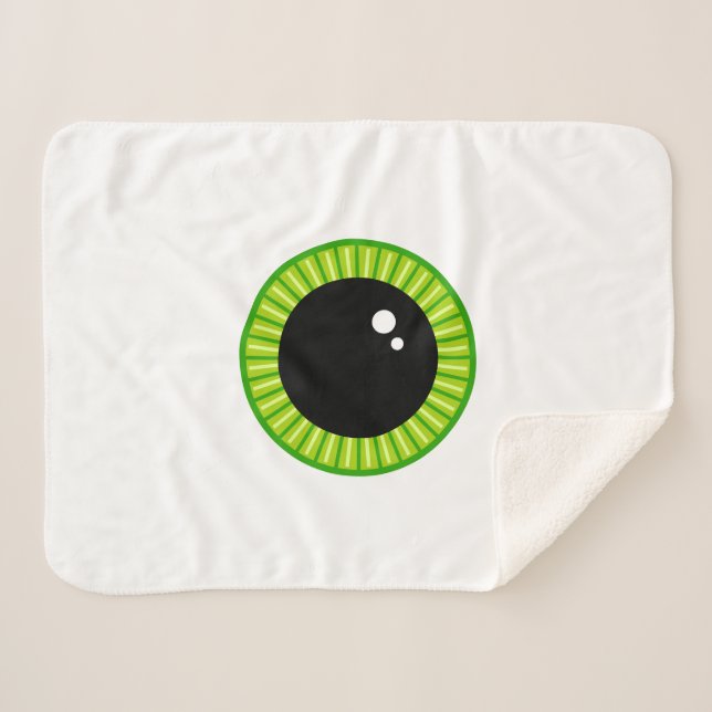 Cute Funny Big Green Eyeball Sherpa Blanket (Front (Horizontal))
