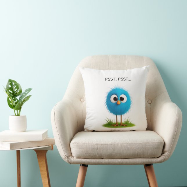 Cute Funny Bird Pillow PSST Design Gift for Home  (Chair)