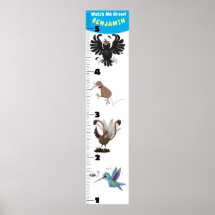 Cute funny birds cartoon growth chart