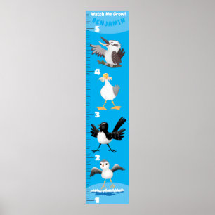 Cute funny birds cartoon growth charts
