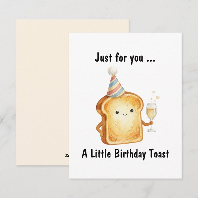 Cute Funny Birthday Card Toast Bread Pun Design (Front/Back)