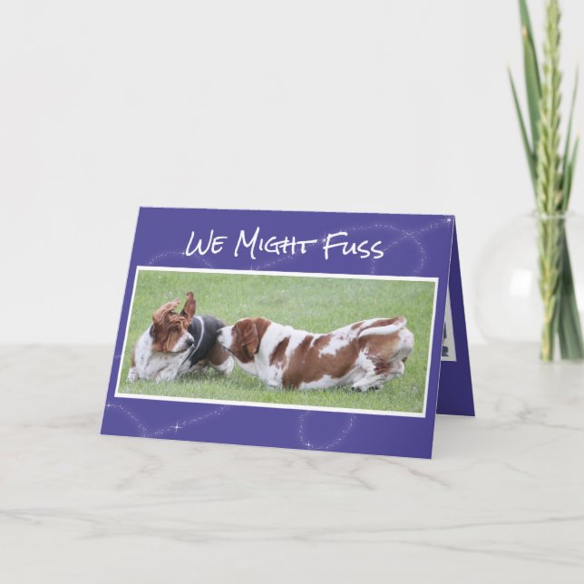 Cute & Funny Birthday Card w/Basset Hounds (Front)