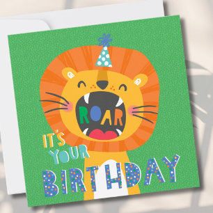 Cute Funny Birthday Lion kids Card