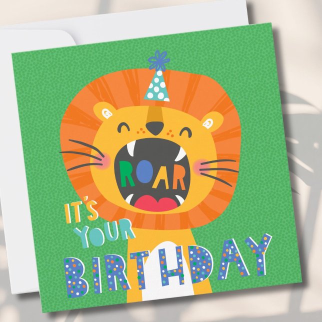 Cute Funny Birthday Lion kids Card (Creator Uploaded)