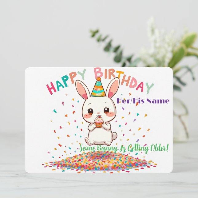 Cute Funny Birthday with Cupcake  Card (Standing Front)