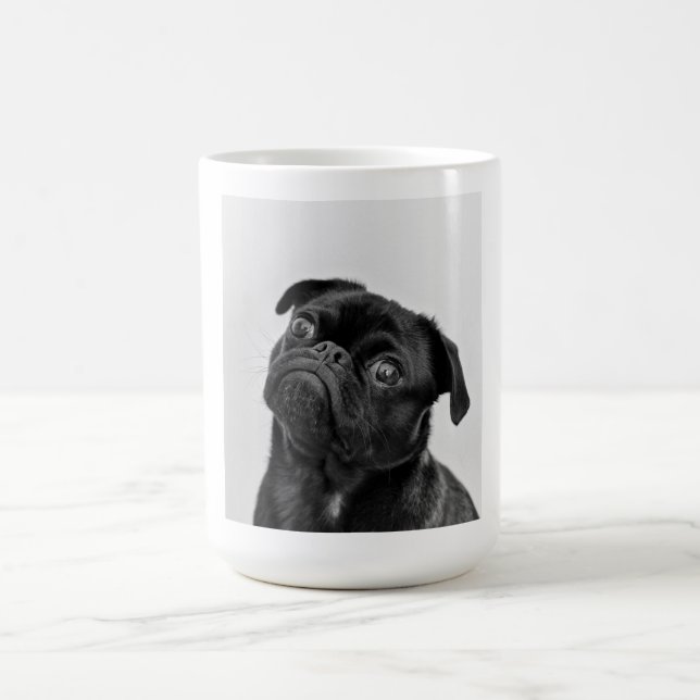 Cute Funny Black and White Pug Photo Coffee Mug (Center)