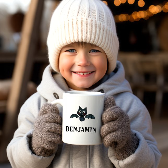 Cute Funny Black Bat with Name Coffee Mug (Creator Uploaded)