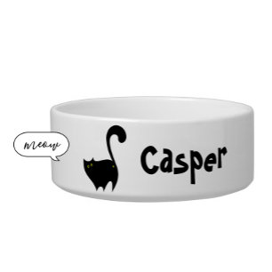 Cute Funny Black Cat Butt Cartoon Name  Bowl