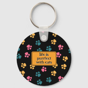 Cute funny black cat paw  key ring