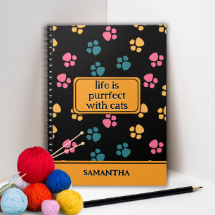 Cute funny black cat paw  notebook