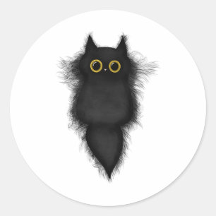 Cute Funny Black Cat Yellow Eyes Cat Lover Cat Mum Classic Round Sticker